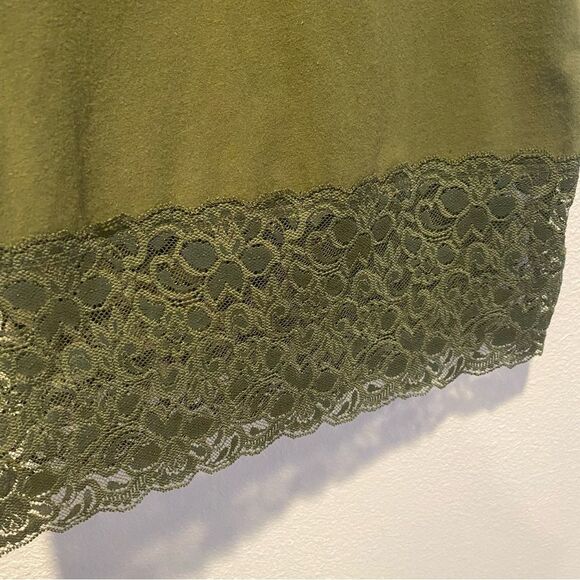 Vintage Y2K Anchor Blue Top Size medium lace layering scoop neck olive green - Picture 3 of 7